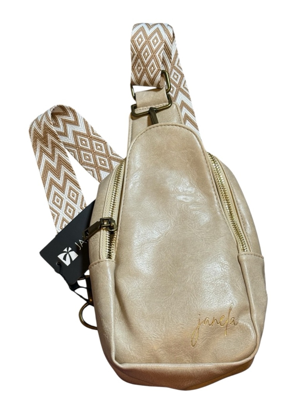 Janela Bay  Cream Sling Bag with Wide Adjustable Guitar-Style Strap